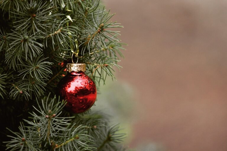 Árbol de navidad, bambalina roja